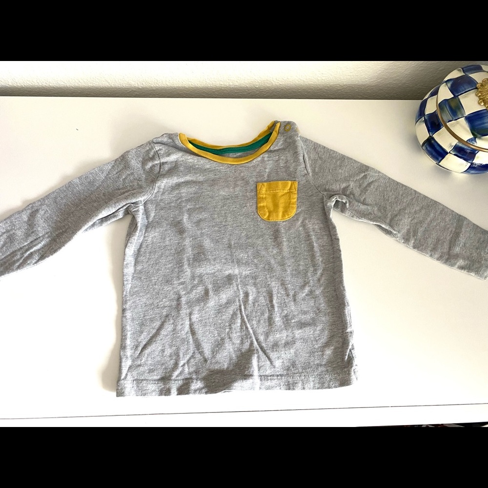 Mini Boden ringer grey / yellow long sleeve 2T